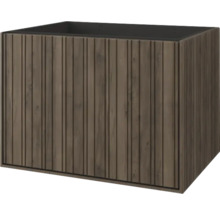 Rechteckiger Pflanzkasten mit vertikal geriffeltem Holzdesign