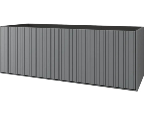 Grauer Waschtischunterschrank mit gerillten Türen