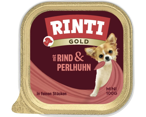 Rinti Gold Hundenassfutter mit Rind und Perlhuhn, 100 Gramm