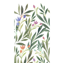 Illustration von Blättern und Blüten auf einem Wandbelag