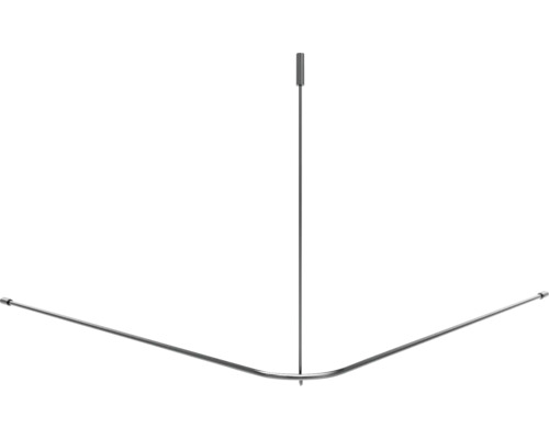 Duschvorhangstange Burschberg L-Form inkl. Deckenstütze Ø 10 mm 90 x 90 cm edelstahl gebürstet matt Duschvorhangstange für Eckmontage