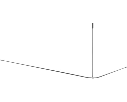 Duschvorhangstange Burschberg L-Form inkl. Deckenstütze Ø 10 mm 170 x 75 cm edelstahl gebürstet matt Eckduschstange mit Deckenstütze