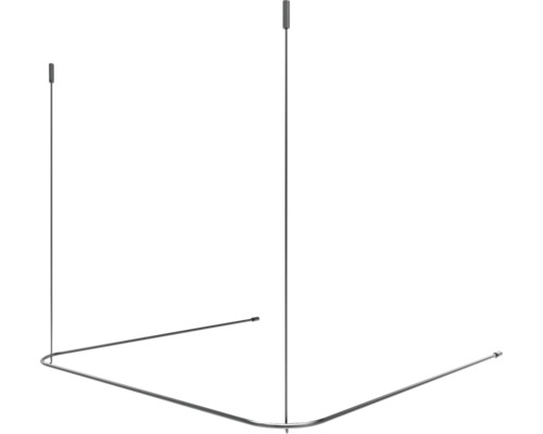 Duschvorhangstange Burschberg U-Form inkl. Deckenstütze Ø 10 mm 70 x 100 cm edelstahl gebürstet matt Duschvorhangstange zur Eckmontage