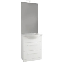 Weißer Waschtisch mit Spiegel und drei Schubladen für das Badezimmer