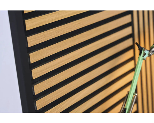 Sonava Profil Rahmenleiste 1 Quadrat schwarz foliert 592 x 25 x 22 mm Akustikplatte mit Holzlamellen