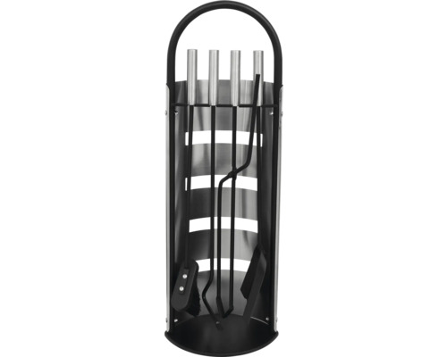 Kamingarnitur mit Halter aus Stahl