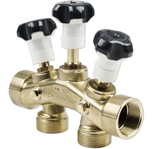 Verteilerblock aus Messing mit drei Ventilen