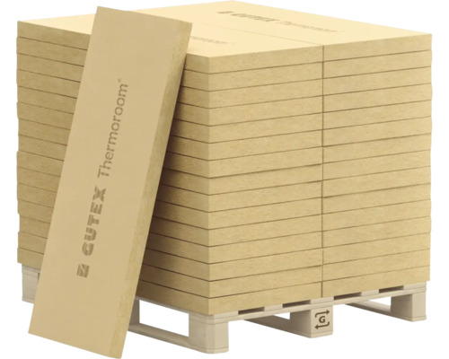 Palette mit Holzfaser-Dämmplatten von Gutex Thermoroom