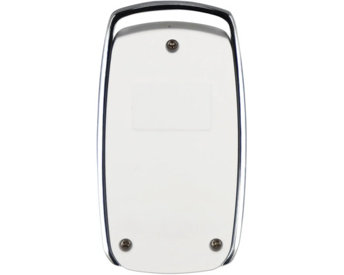 Weißes Klingelschild mit Edelstahlrahmen und Befestigungsschrauben