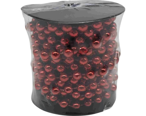 Weihnachtsbaumgirlande Lafiora Kunststoff L 6 m rot Rolle mit glänzender, roter Perlenkette zur Dekoration
