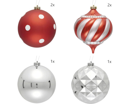 Verschiedene Weihnachtskugeln im Set