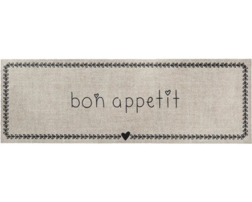 Fußmatte mit Bon Appetit Schriftzug und Blattrand