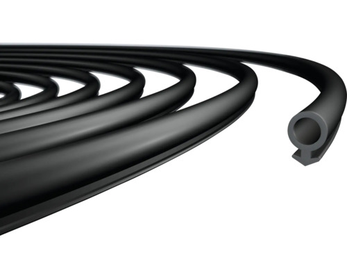 Universaldichtung,Türdichtung f.Holzarge DT105 schwarz (Rolle 100 m) Schwarze Dichtungsschnur aufgerollt
