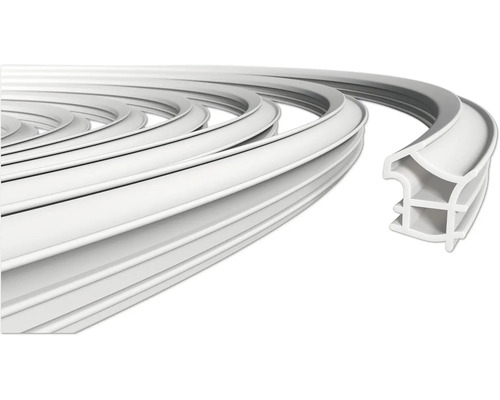 Universaldichtung,Türdichtung AC 0500 weiß für Stahlzargen 50 m Weißes Dichtungsprofil im Querschnitt