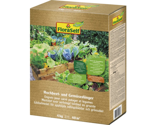 FloraSelf Hochbeet- und Gemüsedünger, 4 Kilogramm Packung zur Förderung von Wachstum und Humusbildung FloraSelf Hochbeet- und Gemüsedünger, 4 Kilogramm Packung zur Förderung von Wachstum und Humusbildung
