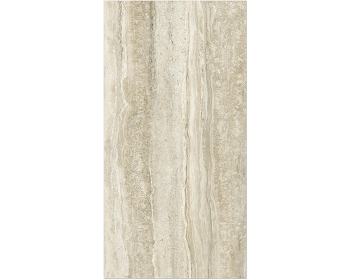 Travertinfliese mit marmorierter Oberfläche