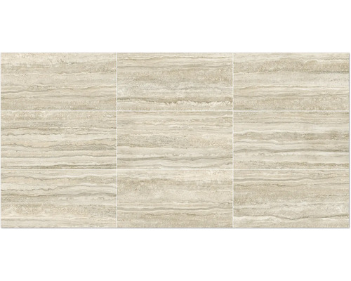 Neun Fliesen mit horizontaler Streifenoptik.