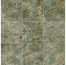 Neun grüne Fliesen mit Marmorstruktur