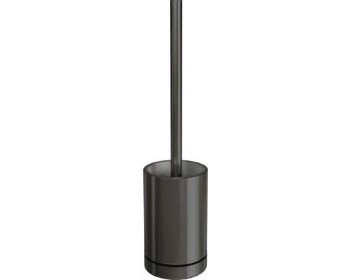 REIKA WC-Bürstengarnitur SAKU stehend WC-Bürstenkopf aus Silikon gun metal gebürstet Toilettenbürste mit Behälter für Badezimmer