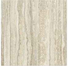 Travertinfliese mit gestreifter Textur.