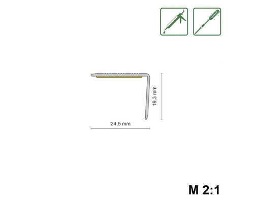 Profilquerschnitt mit Abmessungen 24,5 mm und 19,3 mm