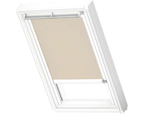 VELUX Dachfenster Rollo blickdicht beige mit weißem Alu-Rahmen elektro RML CK02 4155KWL Dachfenster mit Rollo zur Verdunkelung