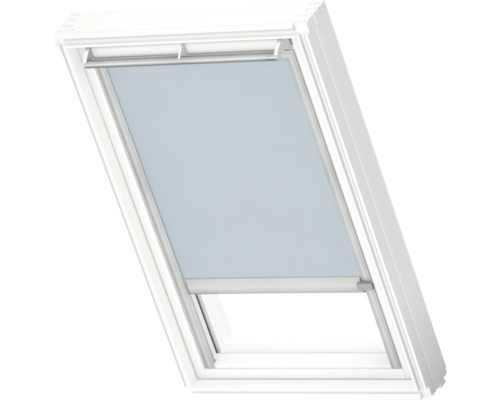 VELUX Dachfenster Rollo blickdicht blau mit grauem Alu-Rahmen elektro RML M06 4166K Dachfenster mit Rollo