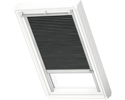 VELUX Dachfenster Wabenplissee graphitgrau mit grauem Alu-Rahmen solarbetrieben FSC U08 1047K Dachfenster mit Verdunkelungsplissee