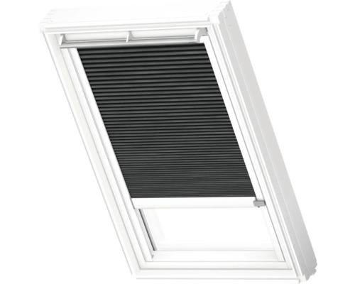 VELUX Dachfenster Wabenplissee graphitgrau mit weißem Alu-Rahmen solarbetrieben FSC F06 1047KWL Dachfenster mit Verdunkelungsplissee