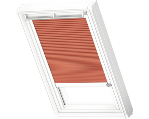 VELUX Dachfenster Wabenplissee sanddorn mit weißem Alu-Rahmen solarbetrieben FSC C06 1167KWL Dachfenster mit Plissee-Sonnenschutz