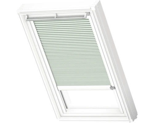 VELUX Dachfenster Wabenplissee blassgrün mit weißem Alu-Rahmen elektronisch FMC FK04 1168KWL Dachfenster mit Plissee-Sonnenschutz