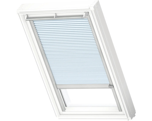 VELUX Dachfenster Wabenplissee gletscherblau mit grauem Alu-Rahmen solarbetrieben FSC FK06 1169K Dachfenster mit Faltstore zur Lichtregulierung