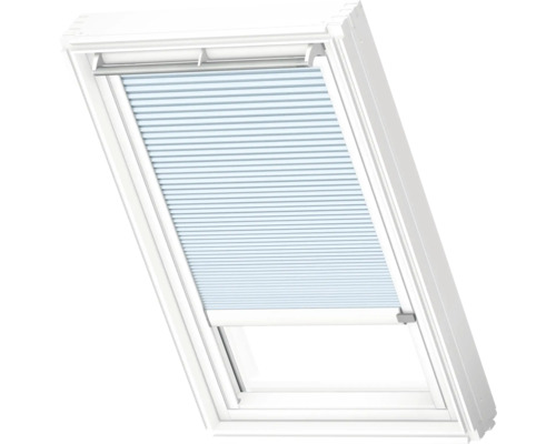 VELUX Dachfenster Wabenplissee gletscherblau mit weißem Alu-Rahmen solarbetrieben FSC M08 1169KWL Dachfenster mit Plissee-Jalousie zur Lichtregulierung