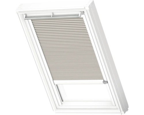 VELUX Dachfenster Wabenplissee cremegrau mit weißem Alu-Rahmen solarbetrieben FSC CK02 1171KWL Dachfenster mit Faltstore zur Lichtregulierung