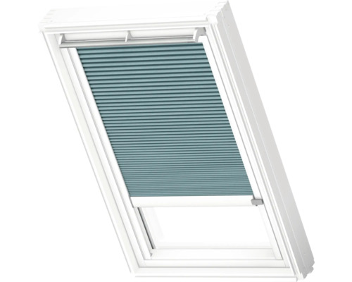 VELUX Dachfenster Wabenplissee petrol mit weißem Alu-Rahmen elektronisch FMC MK08 1173KWL Dachfenster mit Faltrollo