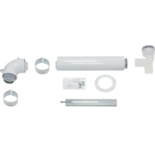 Abgasrohr-Installationsset mit Rohrbogen, Rohrschelle, Schrauben und Montageelementen