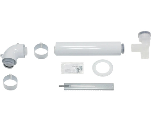 Abgasrohr-Installationsset mit Rohrbogen, Rohrschelle, Schrauben und Montageelementen