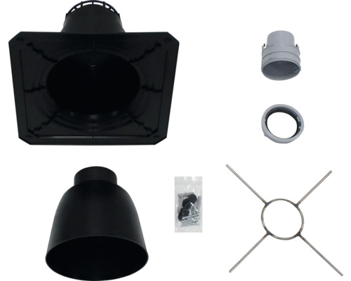 Ofenrohr-Set mit Ofenrohr, Rosette, Winkel, Befestigungsmaterial und Halterung