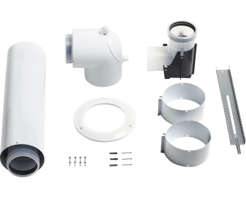 Vaillant Paket 1.54 Luft-/Abgasführung, Mengenpaket Luftabgasführung 0010048816 Ablufttechnik-Set für Dunstabzugshauben mit verschiedenen Komponenten wie Rohren, Adaptern, Dichtungen und Befestigungsmaterial