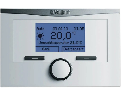 Vaillant Logo. Heizungsregler mit digitaler Anzeige.