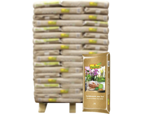 Orchideenerde FloraSelf Nature (90 Sack x 5 Liter = 0,45 m³) 1 Palette Stapel Säcke FloraSelf Orchideenerde ohne Torf, 5 Liter