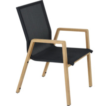 Gartenstuhl mit Armlehnen, Holz und Textil