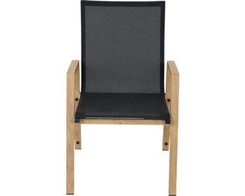 Gartenstuhl mit Armlehnen aus Holz und Textilbespannung