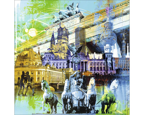 Collage mit Berliner Sehenswürdigkeiten wie Brandenburger Tor und Fernsehturm