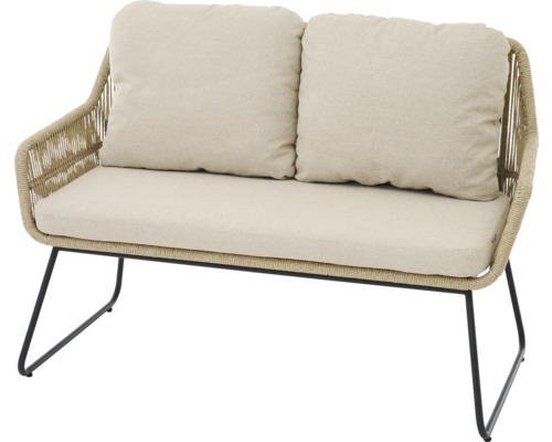 Loungesofa Siena Garden Kansas 2-Sitzer taupe Gestell aus Edelstahl, Sitzbezug aus robustem Textilgewebe Zweisitzer Gartenbank mit Polster und Stahlgestell