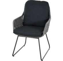 Geflochtener Sessel mit Metallbeinen und Stoffkissen