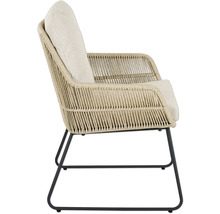 Geflochtener Sessel mit Kissen und Metallgestell