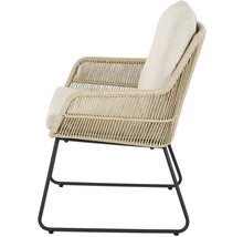 Geflochtener Sessel mit Kissen und Metallbeinen