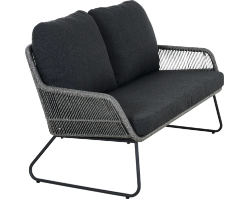 Zweisitzer Gartensofa mit Kissen und Metallgestell