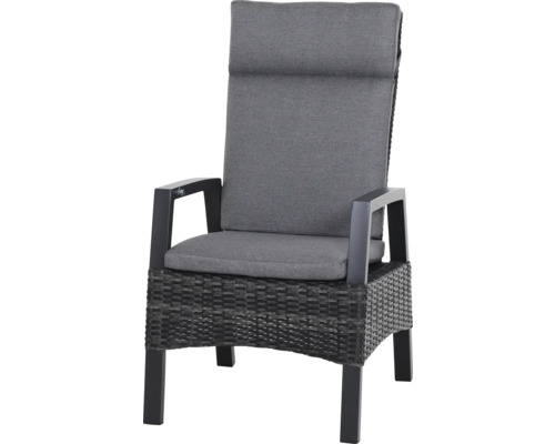 Loungesessel Siena Garden Taranto grau, Gestell aus Aluminium, Sitzbezug aus robustem Textilgewebe, Rückenlehne verstellbar Gartenstuhl mit hoher Rückenlehne und Rattanoptik